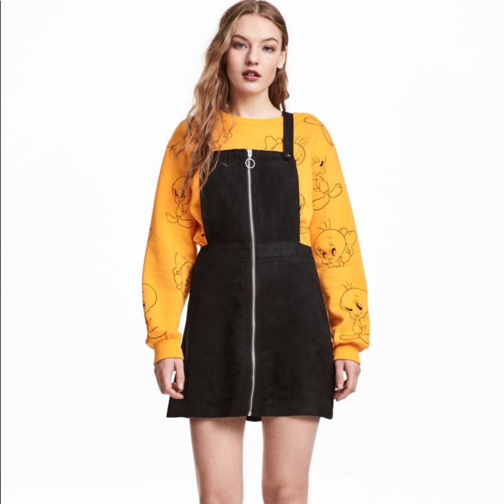 H&M Black Zip-Up Overall Dress